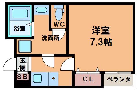 シエテ生野東(1K/2階)の間取り写真