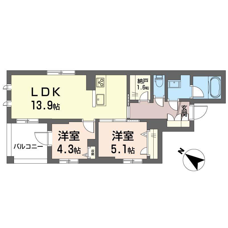 COURT ZOSHIGAYA(2SLDK/2階)の間取り写真