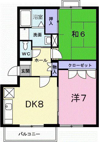 エルディムみなもとIII(2DK/1階)の間取り写真