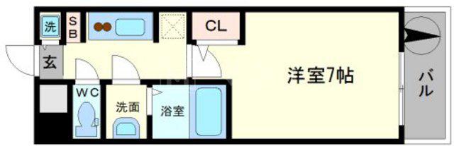 S-RESIDENCE難波BRILLER(1K/3階)の間取り写真