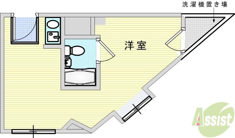 グローバル槻木(ワンルーム/3階)の間取り写真