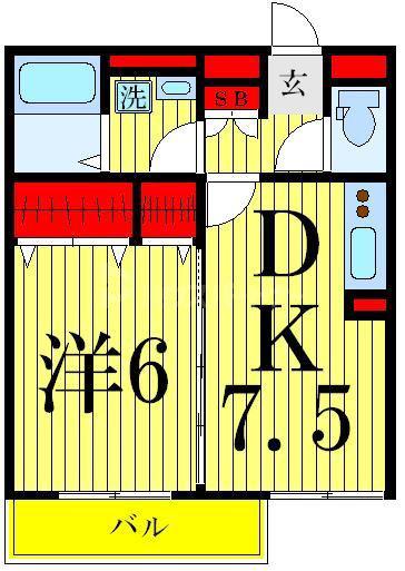コンフォールセンジュ(1DK/2階)の間取り写真