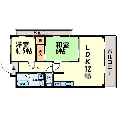 フォワイエセレスト(2LDK/2階)の間取り写真