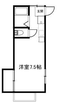 テラス佐々木(ワンルーム/2階)の間取り写真