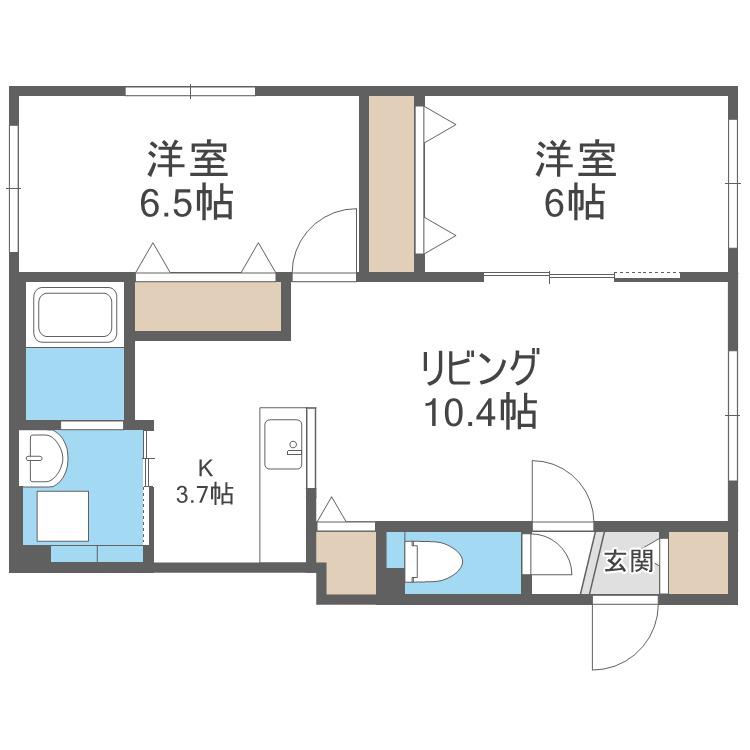 グランメールS34(2LDK/1階)の間取り写真