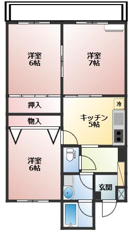 コーポ・モビリエ1号館(3DK/4階)の間取り写真