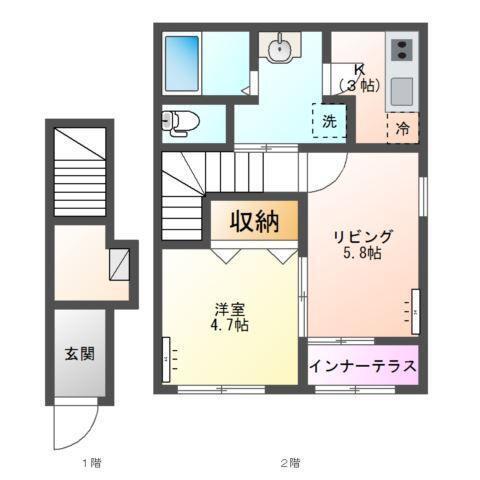 HALELEA・AOBA(1LDK/2階)の間取り写真