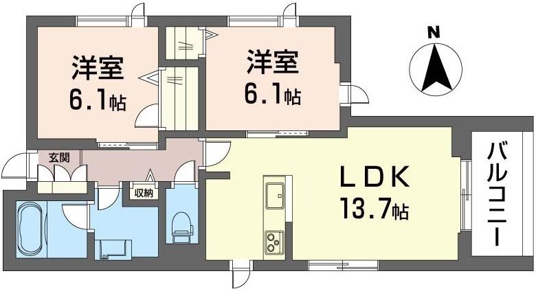 ルノンマルミ(2LDK/4階)の間取り写真