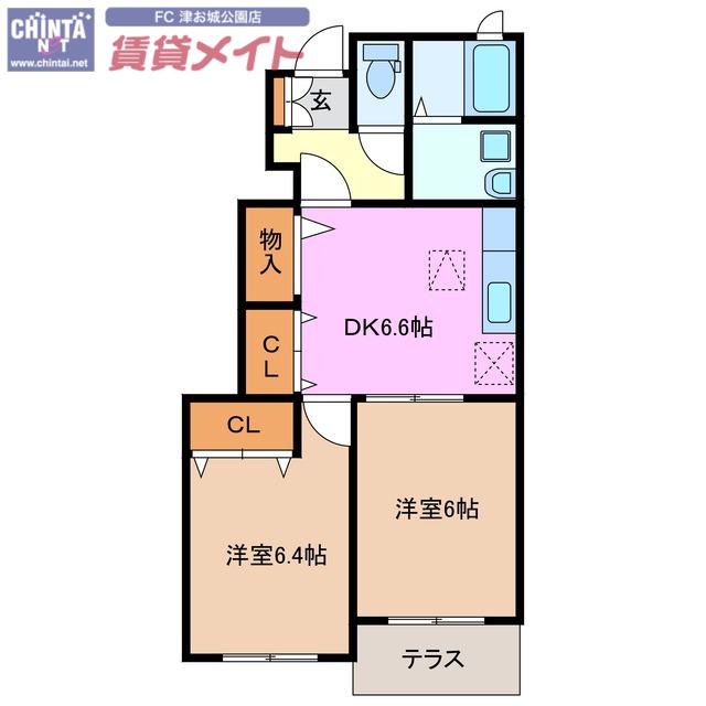 カーサ・イリーデ(2DK/1階)の間取り写真