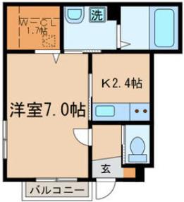 レクタングル(1K/1階)の間取り写真