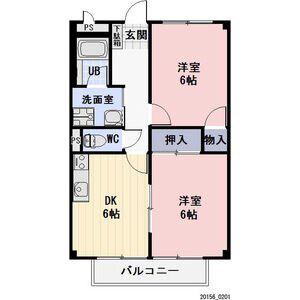 クレセール越野A棟(2DK/1階)の間取り写真