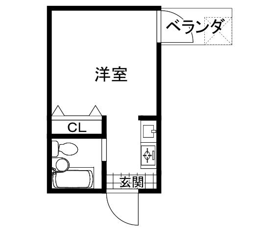 旭グランドハイツ(ワンルーム/2階)の間取り写真