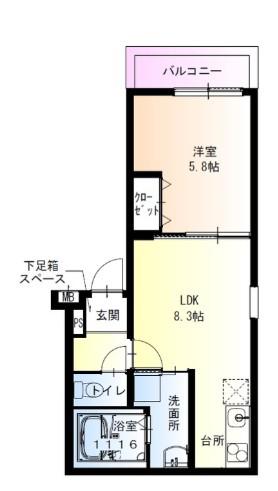 フジパレス鴻池新田駅北(1LDK/2階)の間取り写真