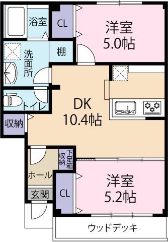 AGUA BLANCA(2LDK/1階)の間取り写真