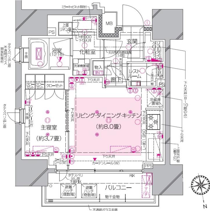 ピアース渋谷(1LDK/14階)の間取り写真