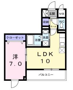 カルフール(1LDK/2階)の間取り写真