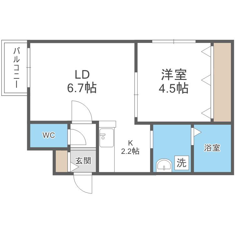 TERRACE NATSUME(1LDK/5階)の間取り写真