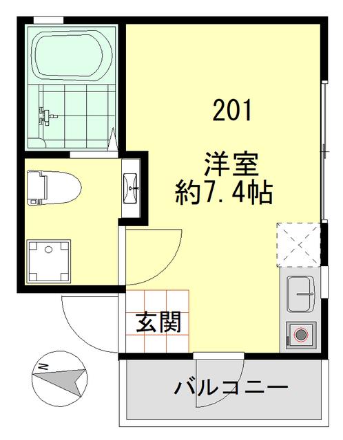 アパートメント新小岩A棟(ワンルーム/2階)の間取り写真
