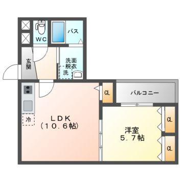 グランシールIII番館(1LDK/2階)の間取り写真