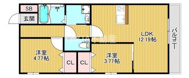 GRACE SHOEI(2LDK/3階)の間取り写真