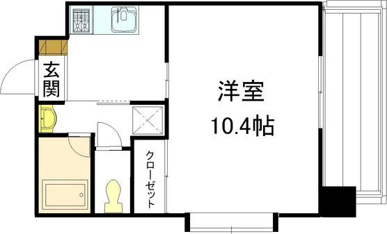 竹屋町村田ビル(1K/2階)の間取り写真