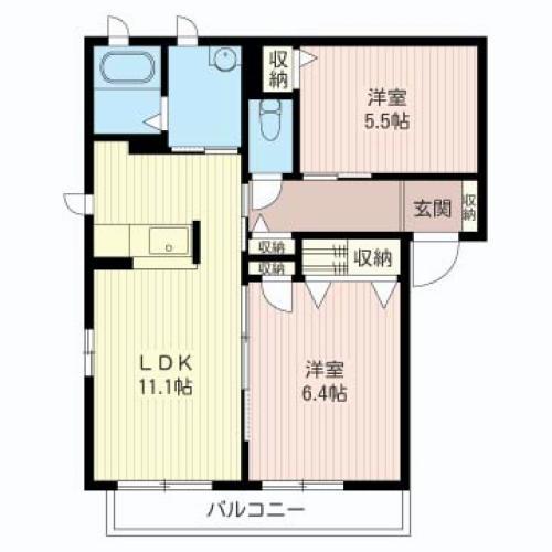 パストラーレA(2LDK/2階)の間取り写真