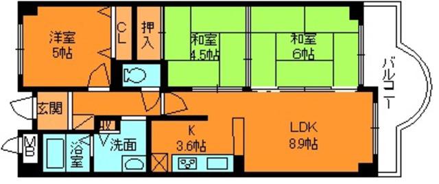 プレステアーバン西大和(3LDK/6階)の間取り写真