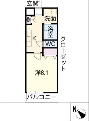 メイプル陶郷(1K/1階)の間取り写真