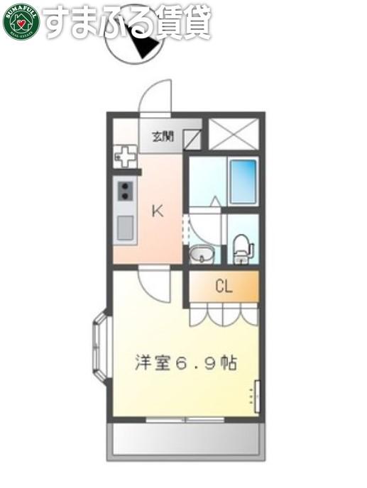 グランディール和志山(1K/2階)の間取り写真