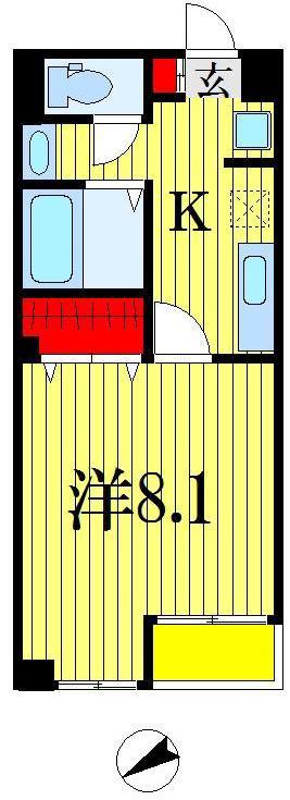 ウィステリア新田町(1K/4階)の間取り写真