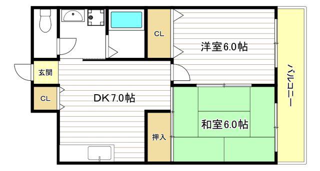 LAKIA MAISON ABIKO(2DK/2階)の間取り写真