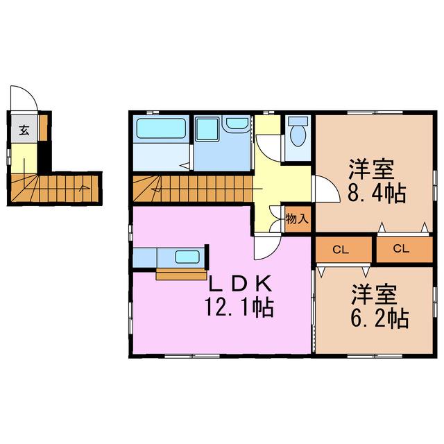 サンガーデン東神の倉(2LDK/2階)の間取り写真