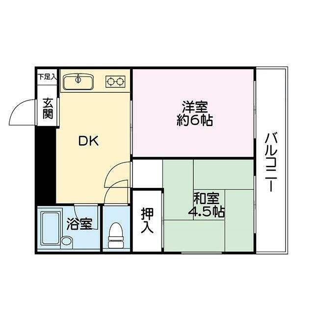 ハイタウン新丸子NO.2(2DK/1階)の間取り写真