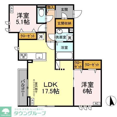 コルザ・フィオーレ(2LDK/1階)の間取り写真