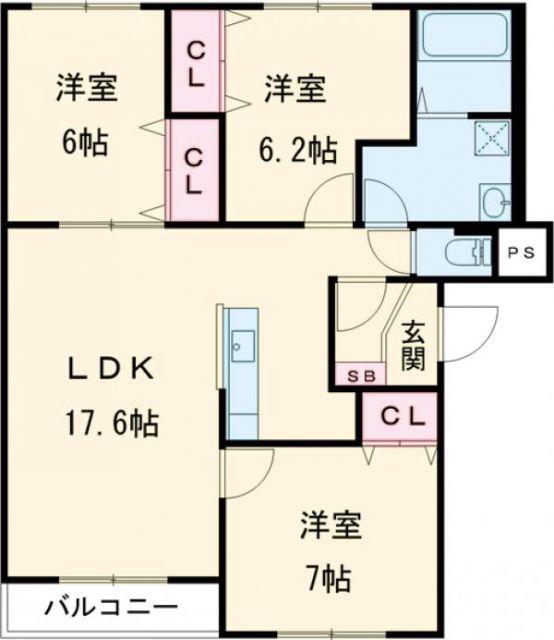 フィフティワンVOL.IV(3LDK/2階)の間取り写真