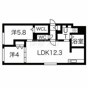 DPレジデンス山鼻(2LDK/1階)の間取り写真