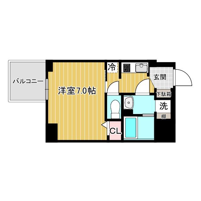 S-RESIDENCE難波大国町DEUX(1K/12階)の間取り写真