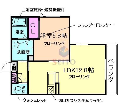 シャーメゾンRUCHIA(1LDK/2階)の間取り写真