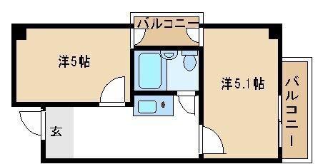 ラ・ペール壱番館(2K/4階)の間取り写真