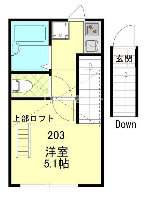 セントラルタウン(1K/2階)の間取り写真
