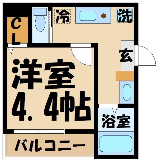 メルディア調布(1K/1階)の間取り写真