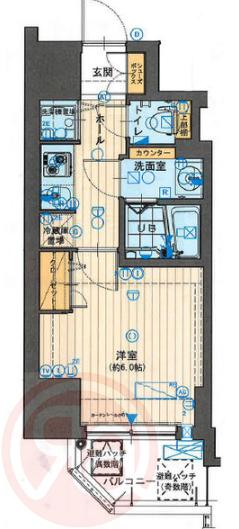 W-STYLE難波(1K/10階)の間取り写真