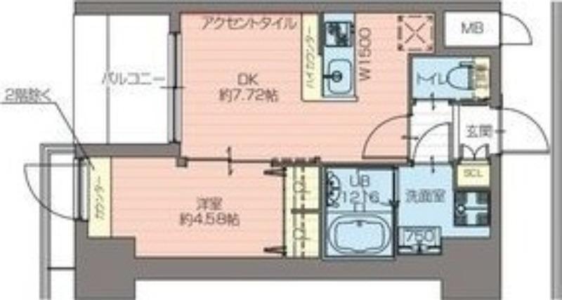 プレジオ難波ASIAN(1DK/2階)の間取り写真