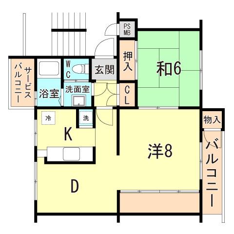 鶴甲コーポ15号棟(1LDK/3階)の間取り写真