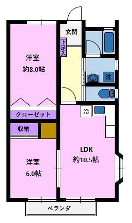 JR横浜線 矢部駅 徒歩4分 2階建 築31年(2LDK/2階)の間取り写真