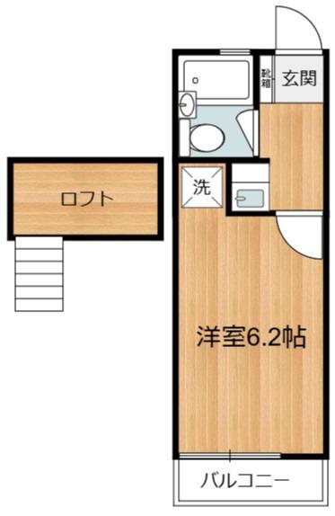 ロイヤルガーデン所沢(1K/2階)の間取り写真