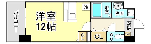 エヴァーグリーンQ(ワンルーム/8階)の間取り写真