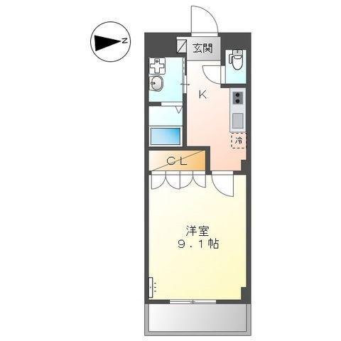 パラシオン平塚(1K/2階)の間取り写真
