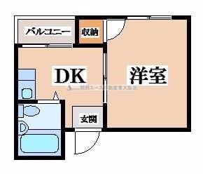 エムズ四條畷(1DK/2階)の間取り写真