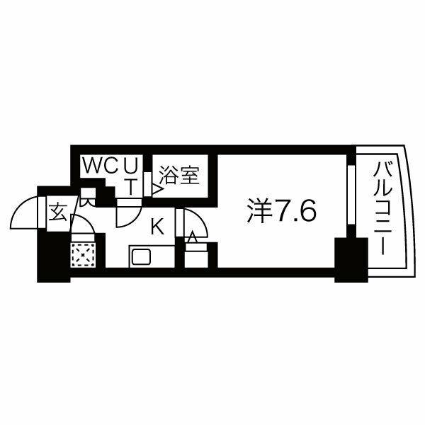 ラシュレエグゼ本町(1DK/5階)の間取り写真